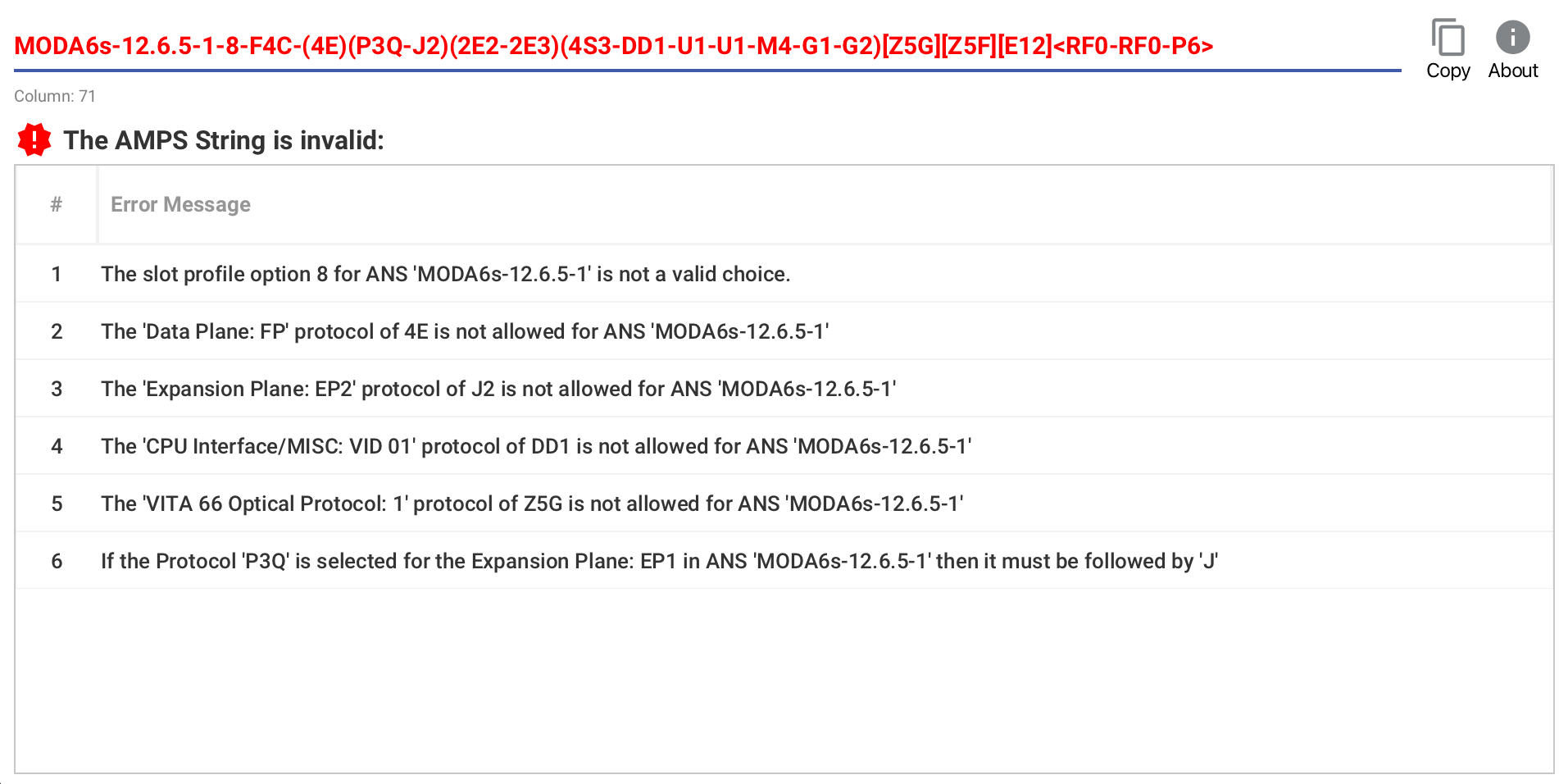 Invalid AMPS String